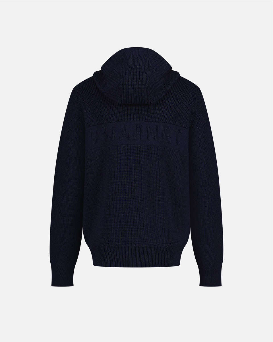 BLUE NAVY MEN'S HOODED MERINOS JUMPER