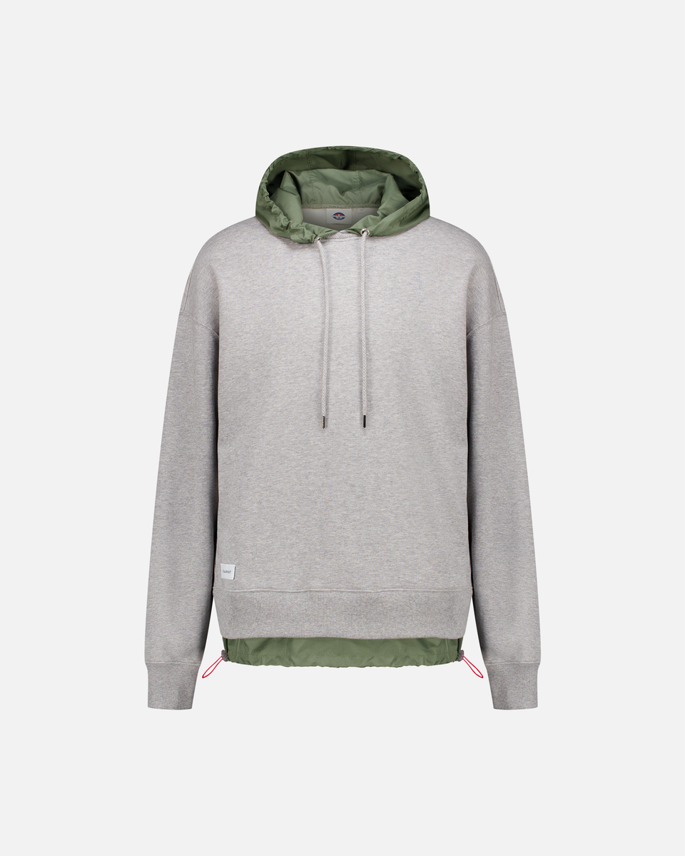 MEN'S GREY/GREEN NYLON HOOD SWEATSHIRT
