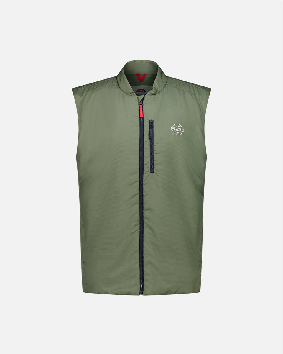 GREEN MEN'S RIPSTOP PADDED NO SLEEVE JACKET