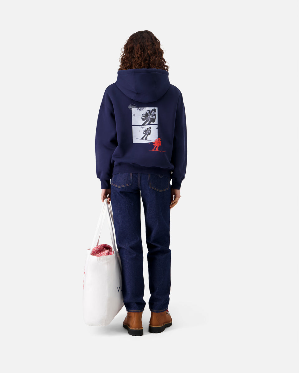 BLUE NAVY HOODIE WITH LOGO FOR WOMEN