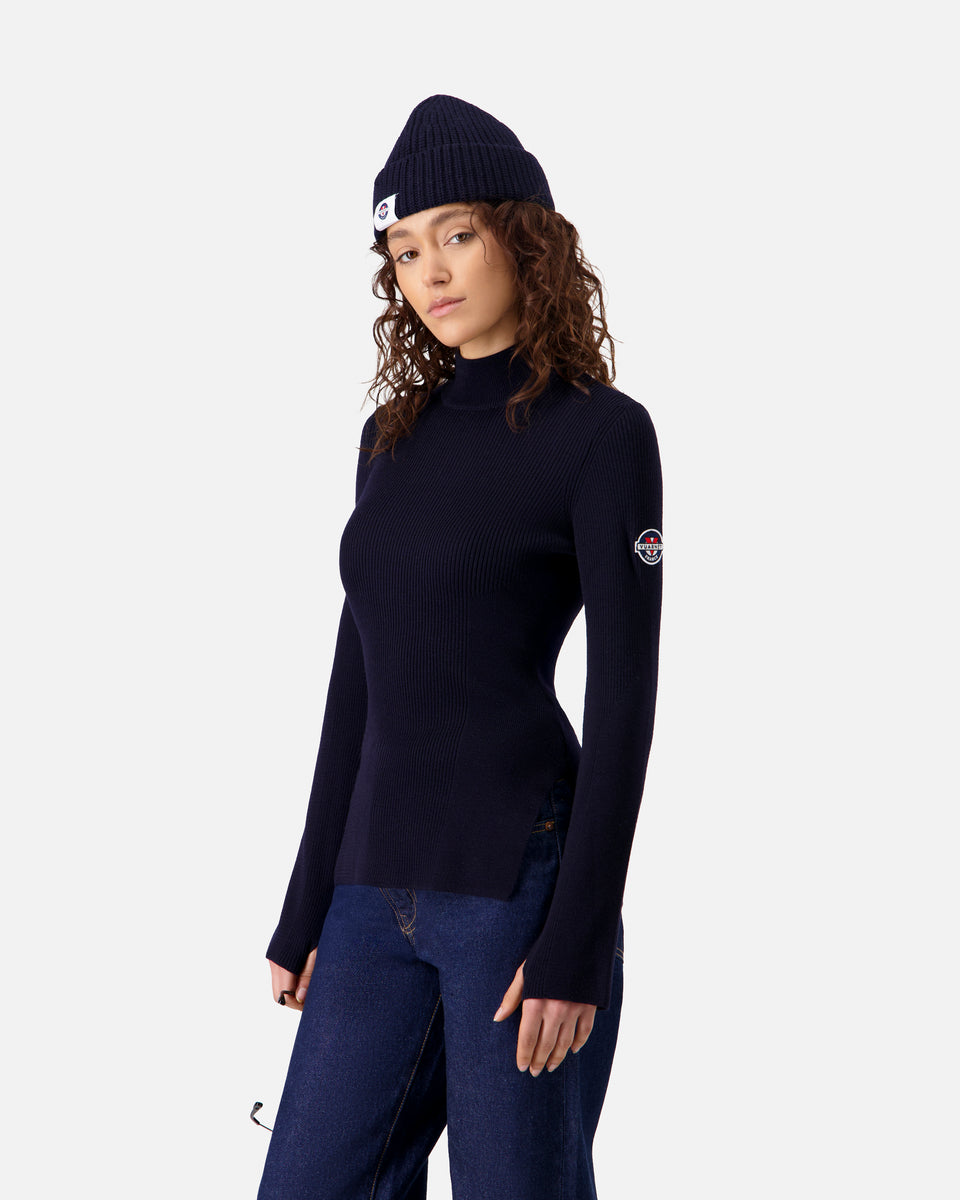 WOMEN'S HIGH NECK SWEATER NAVY