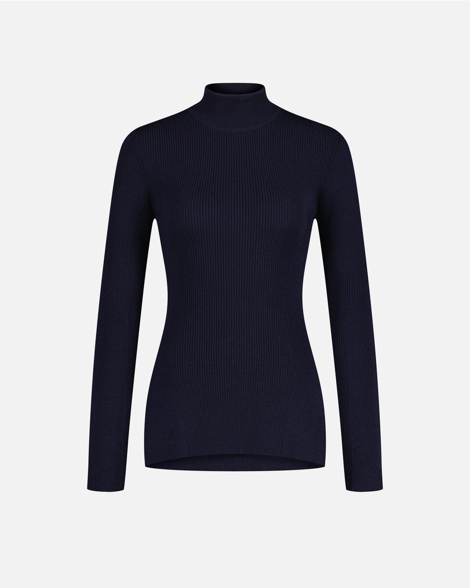 PULL FEMME COL MONTANT MARINE