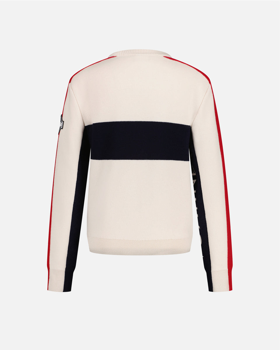 WOMEN'S RACING SWEATER ECRU/NAVY/RED