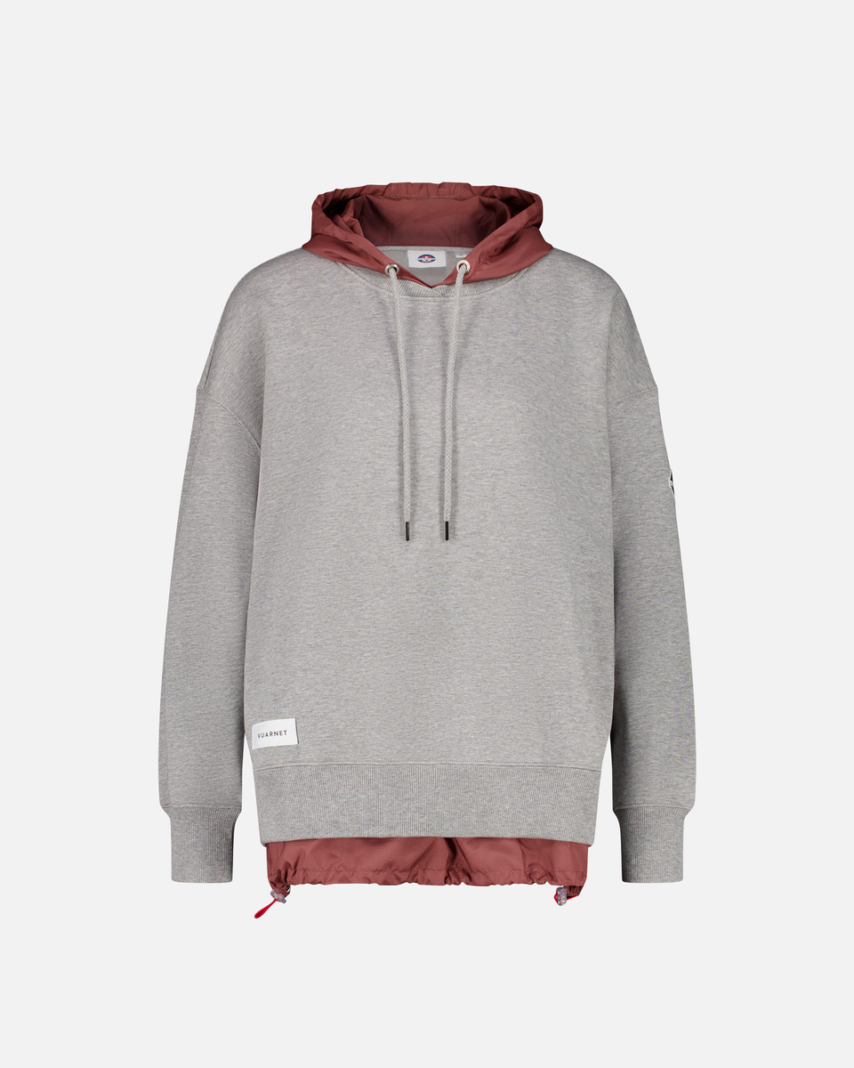 WOMEN'S GREY/PINK NYLON HOOD SWEATSHIRT