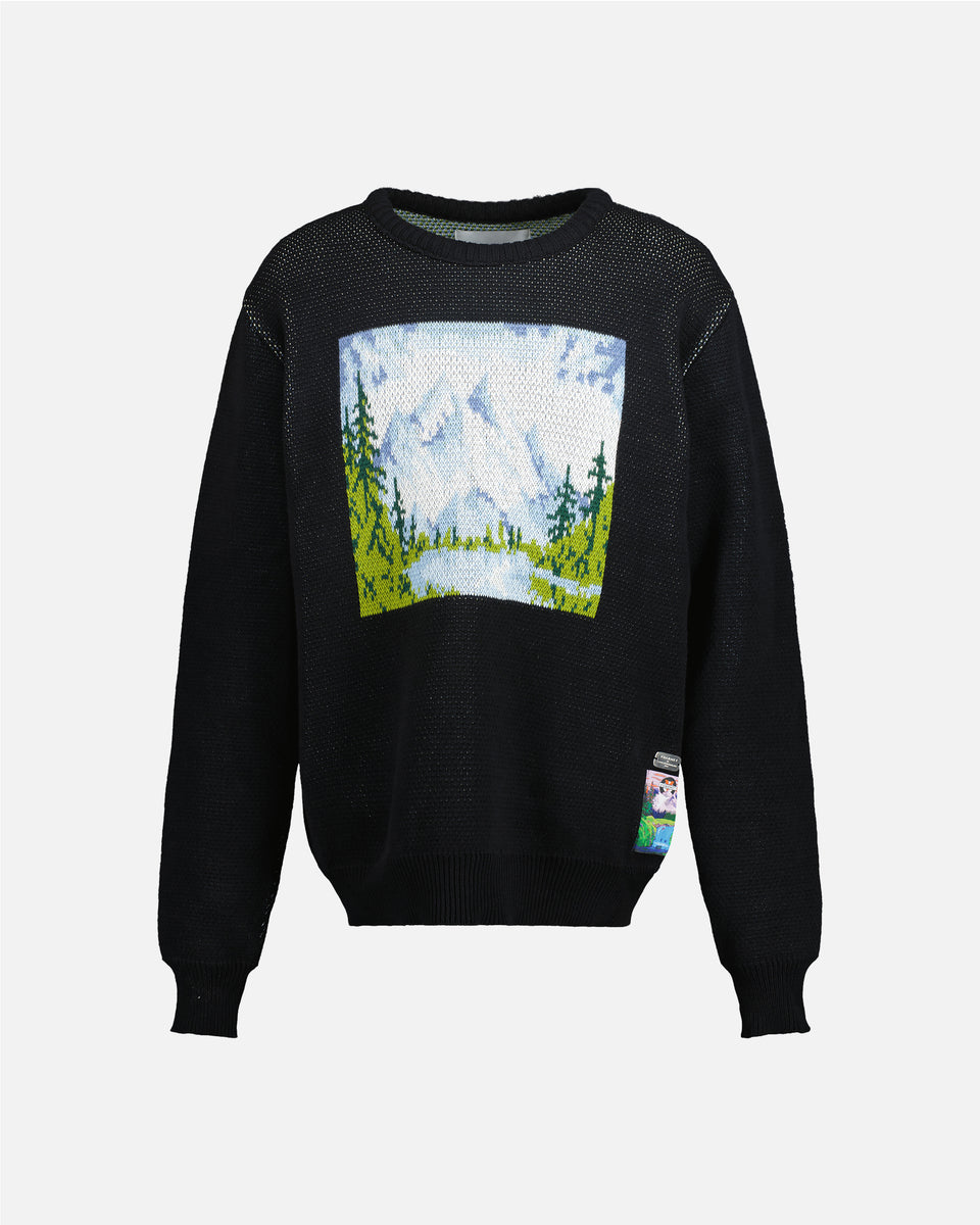 PULL PAYSAGE EN MAILLE INTARSIA
