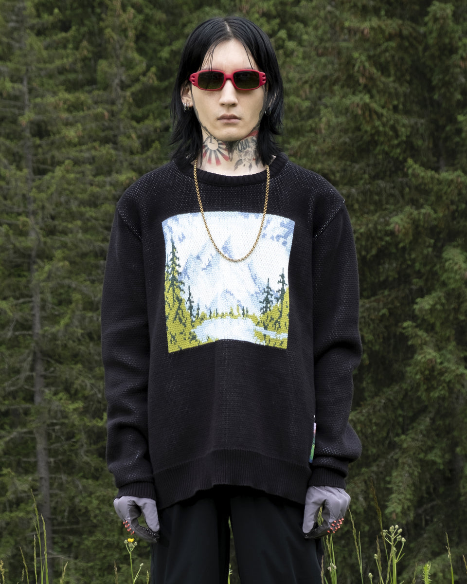 PULL PAYSAGE EN MAILLE INTARSIA