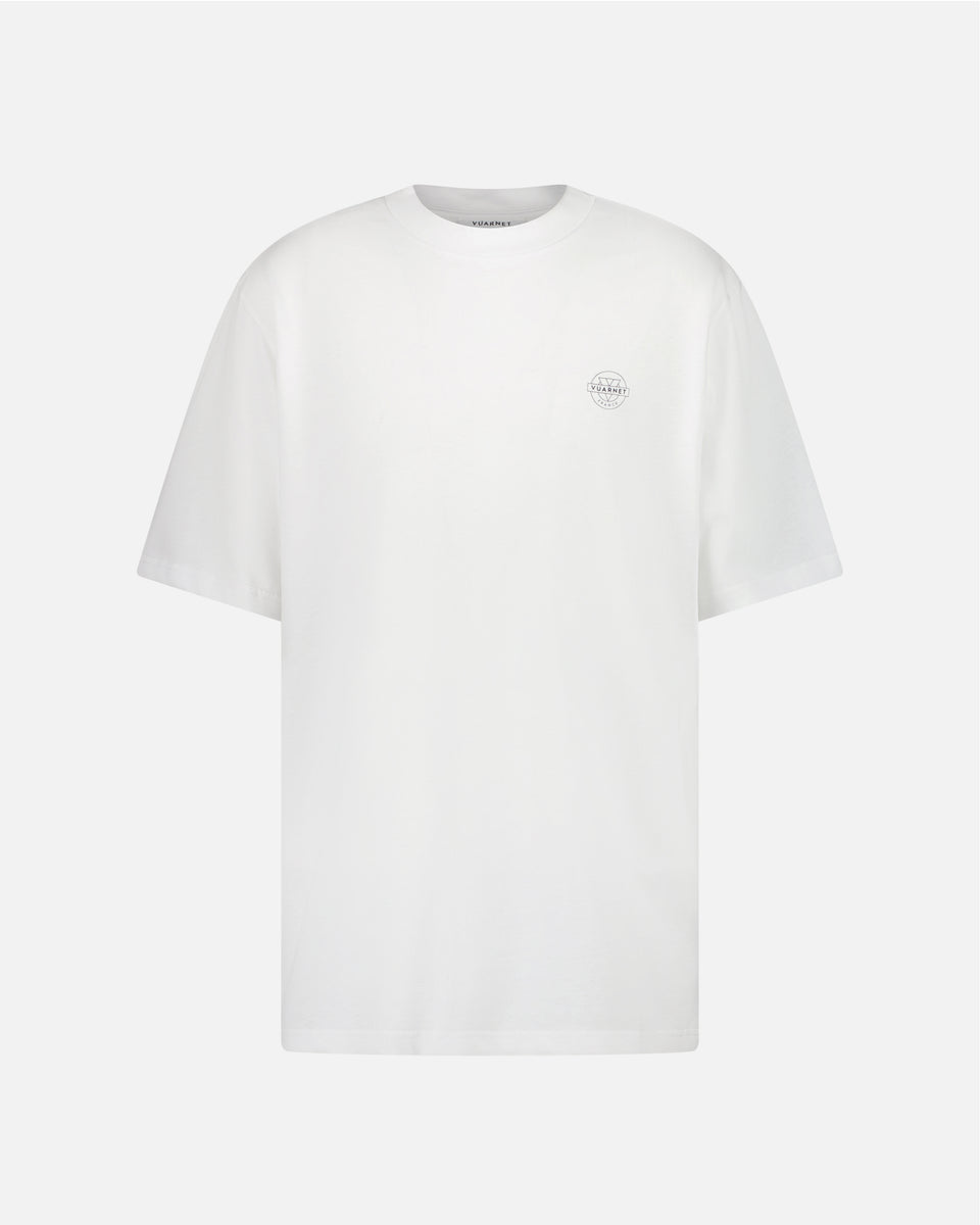 WHITE T-SHIRT MEN STAMP LOGO