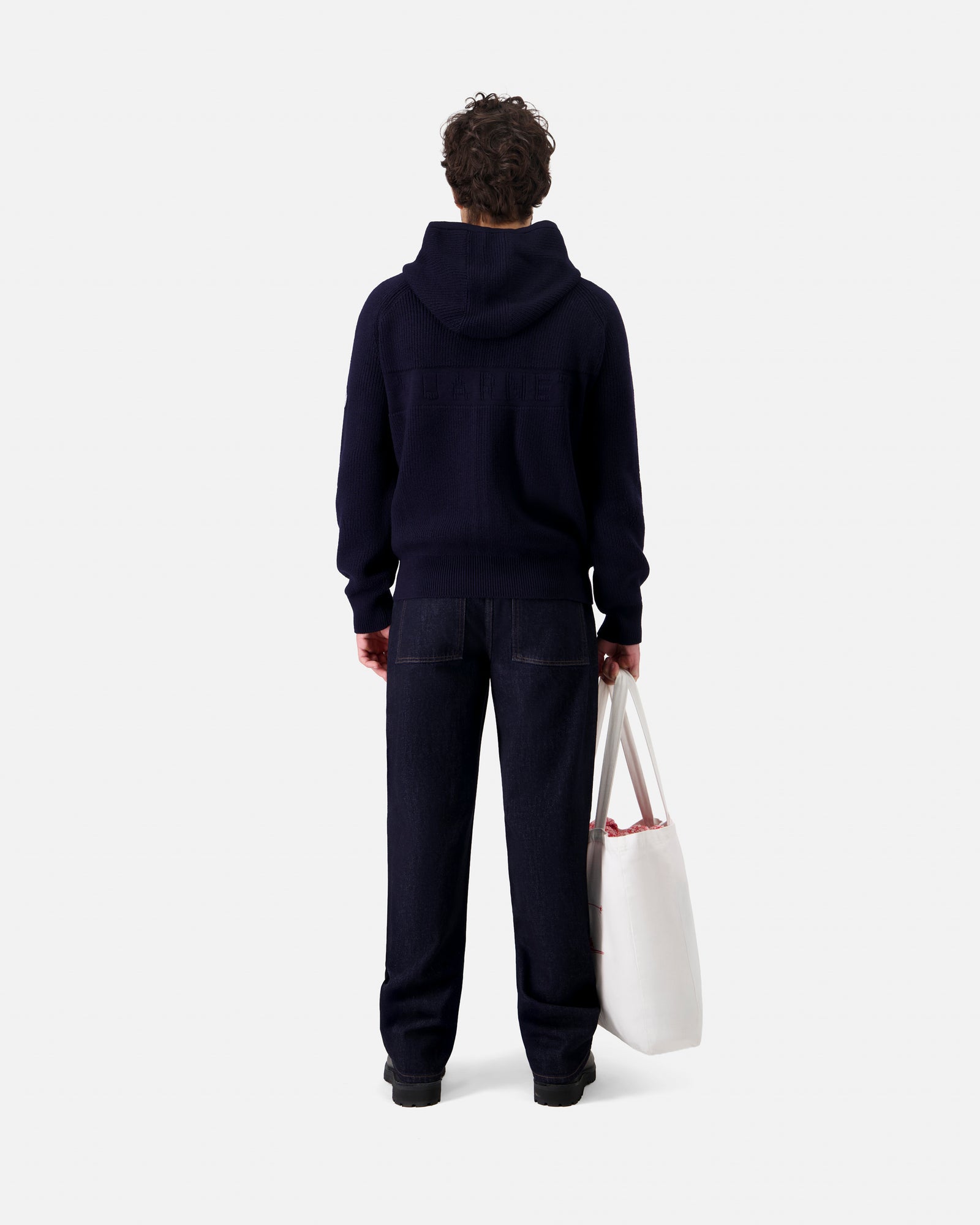 BLUE NAVY MEN'S HOODED MERINOS JUMPER