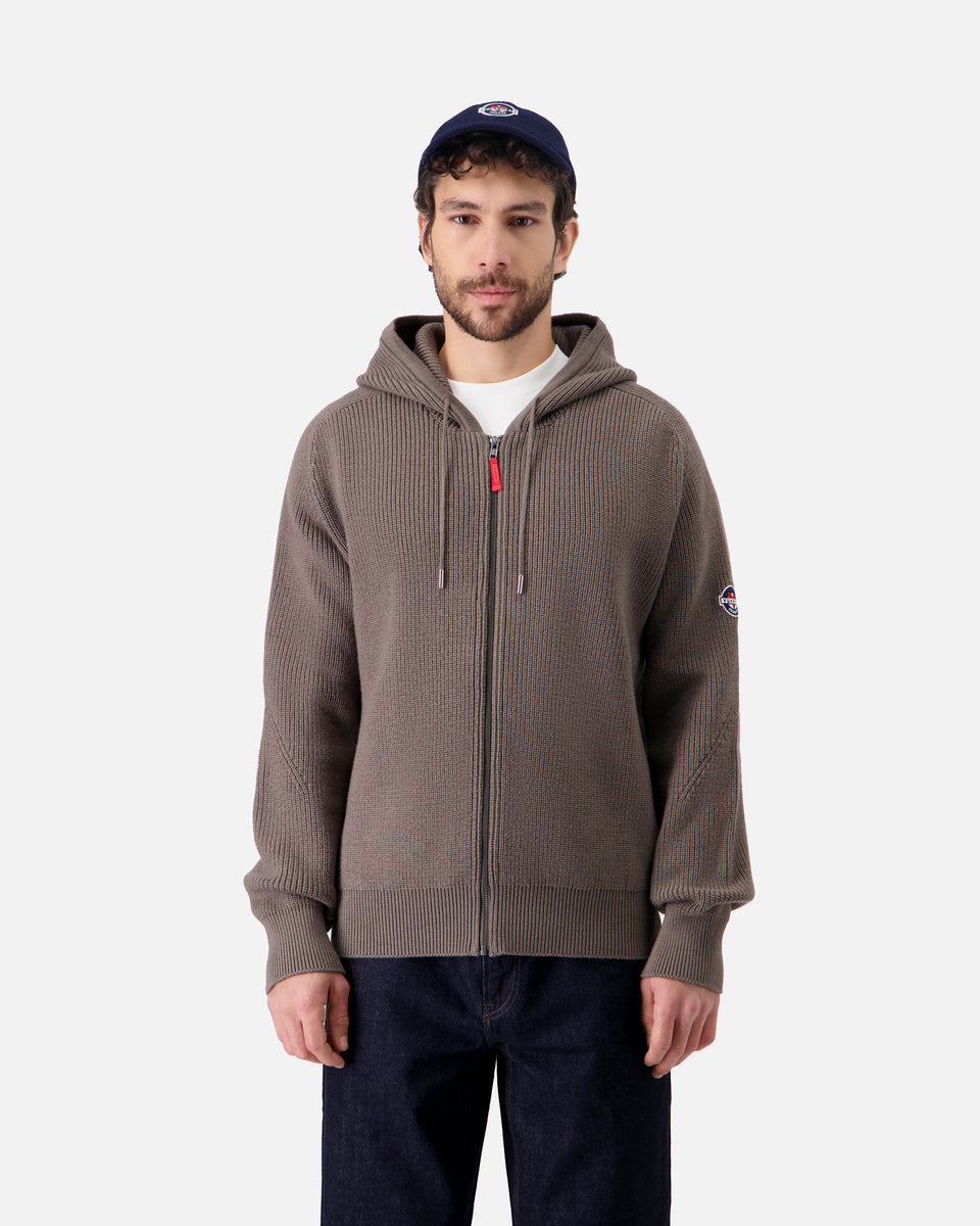 KHAKI MEN'S HOODED MERINOS JUMPER