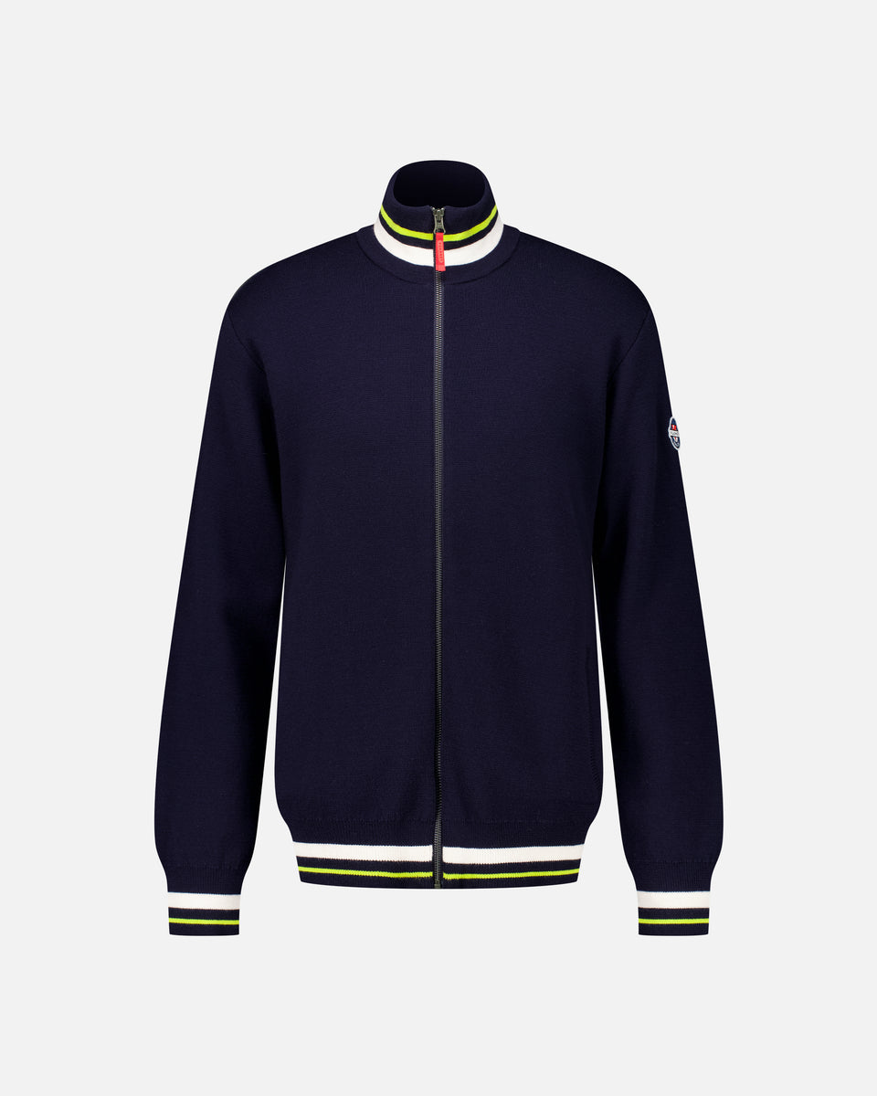 PULL HOMME ZIP BLEU MARINE