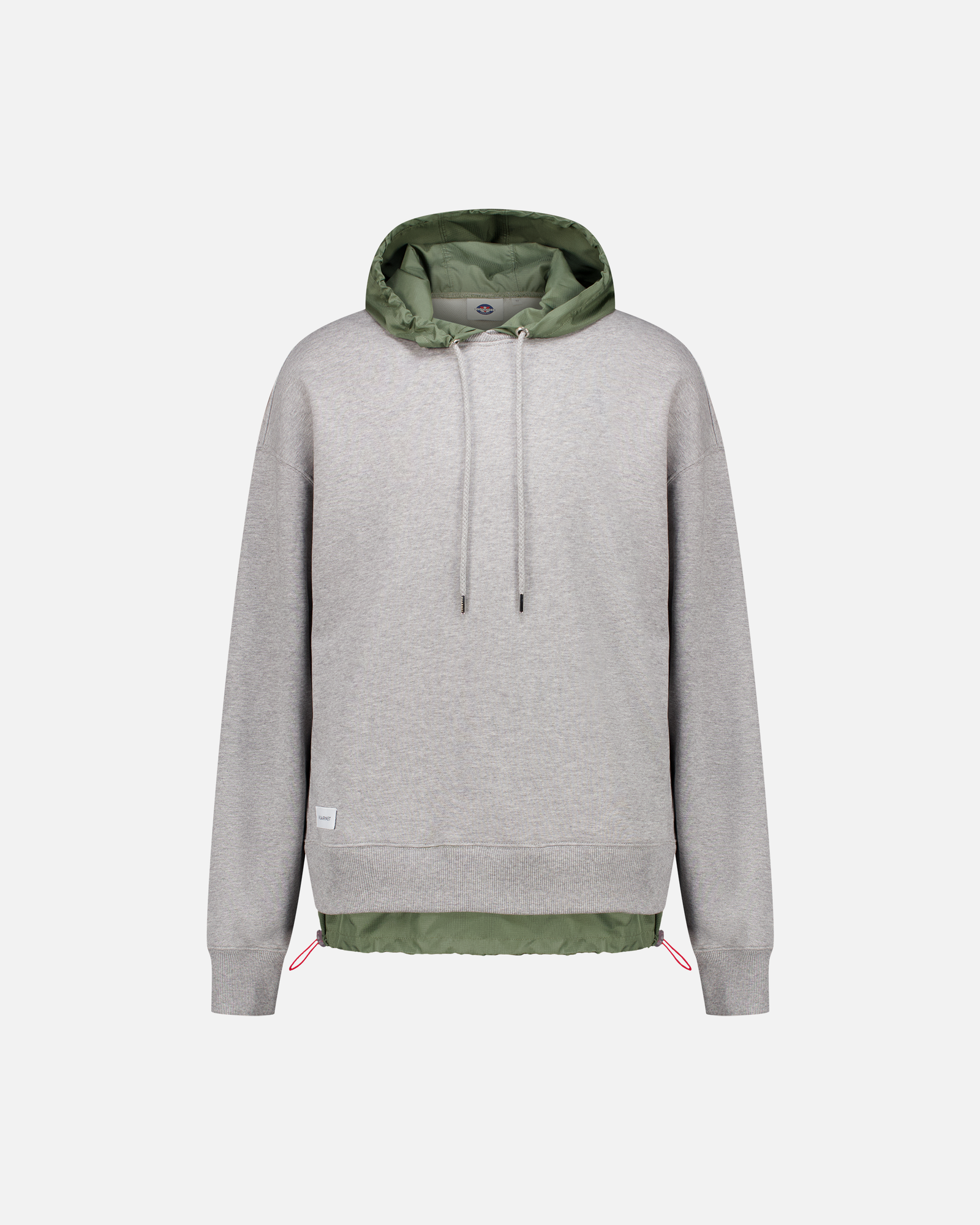 MEN'S GREY/GREEN NYLON HOOD SWEATSHIRT