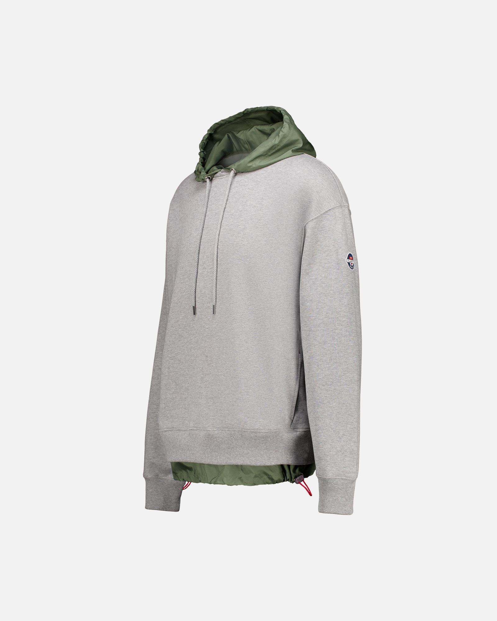 MEN'S GREY/GREEN NYLON HOOD SWEATSHIRT