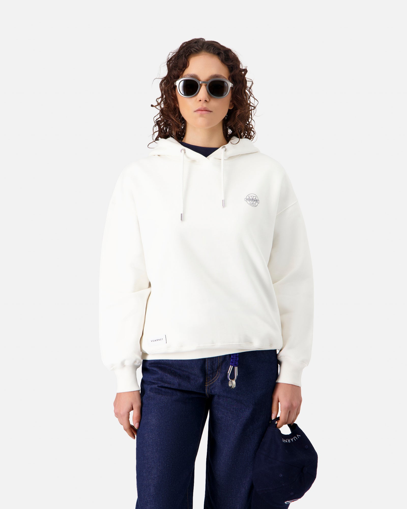 WHITE HOODIE WITH LOGO WOMEN