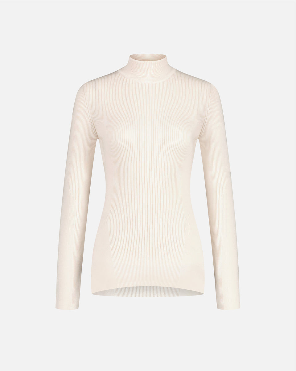 PULL FEMME COL MONTANT ÉCRU