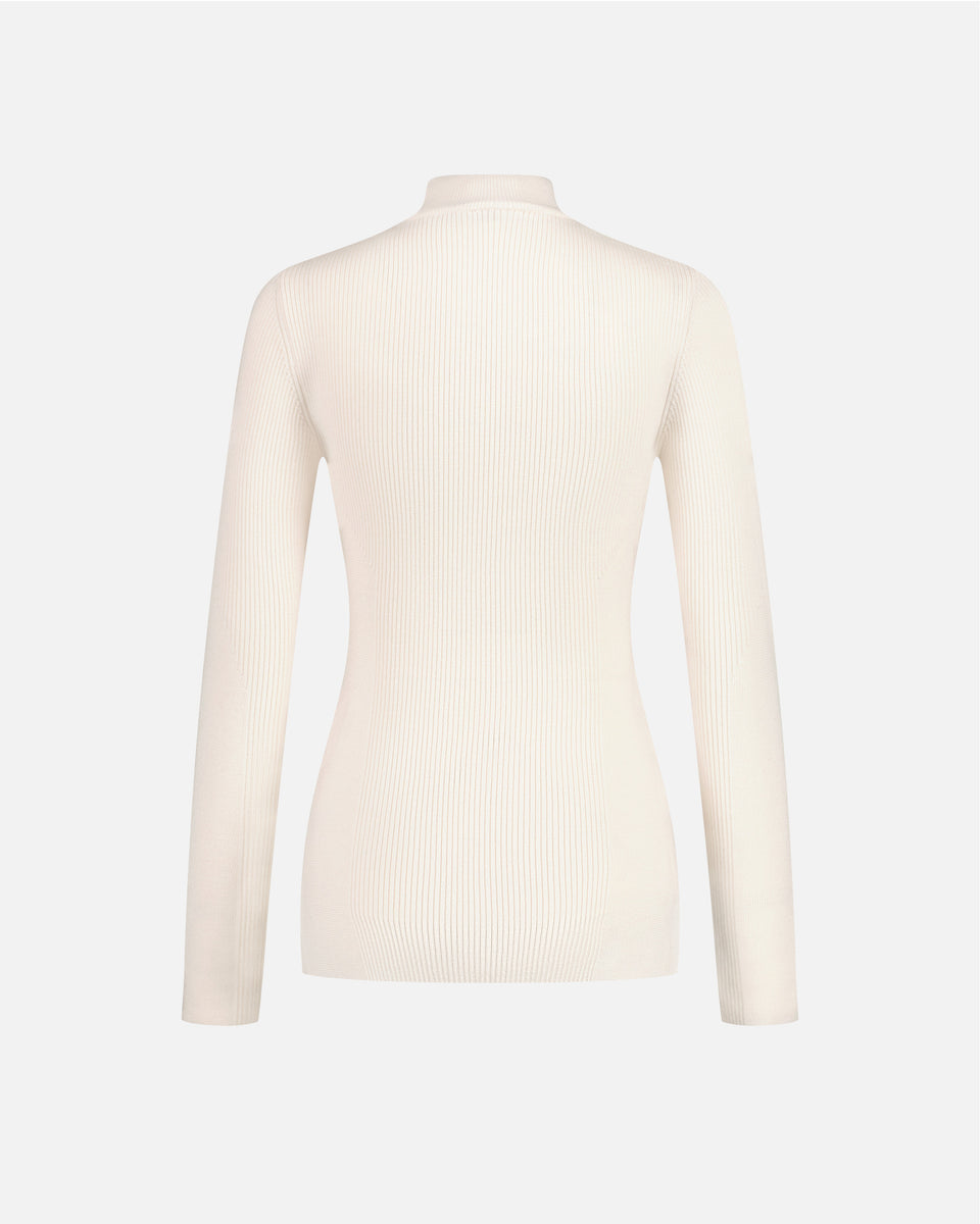PULL FEMME COL MONTANT ÉCRU