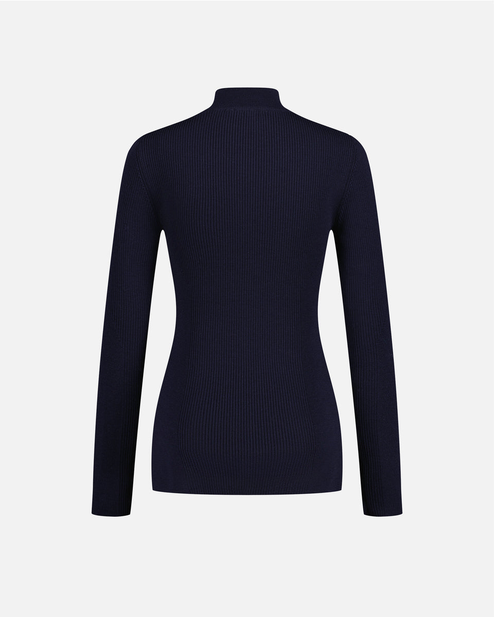 PULL FEMME COL MONTANT MARINE