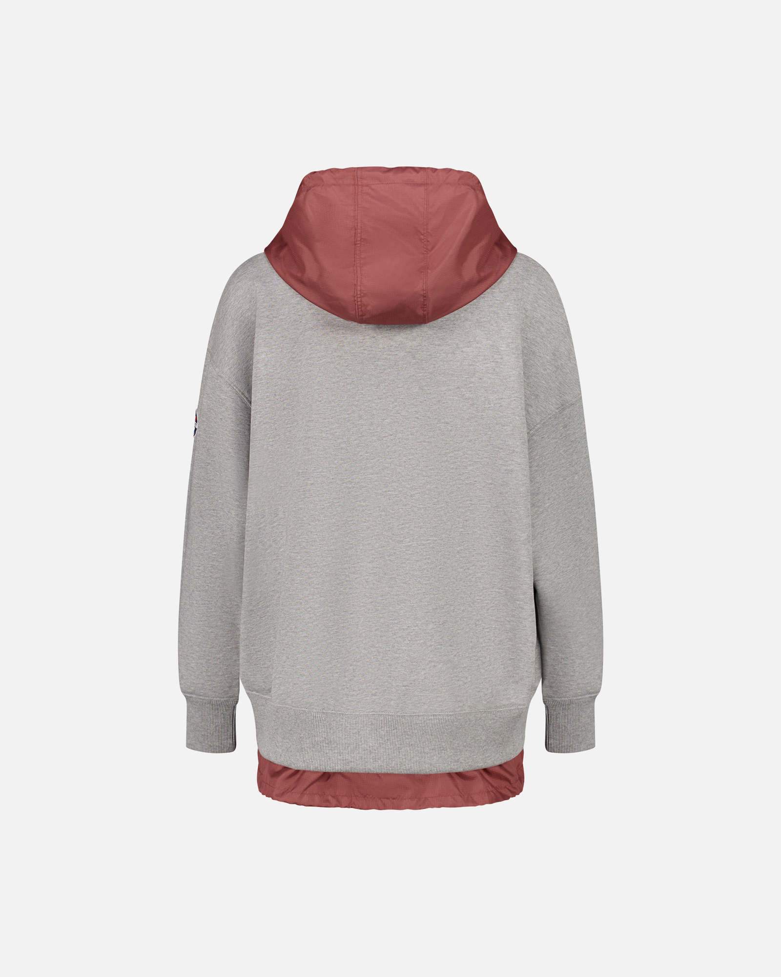 WOMEN'S GREY/PINK NYLON HOOD SWEATSHIRT