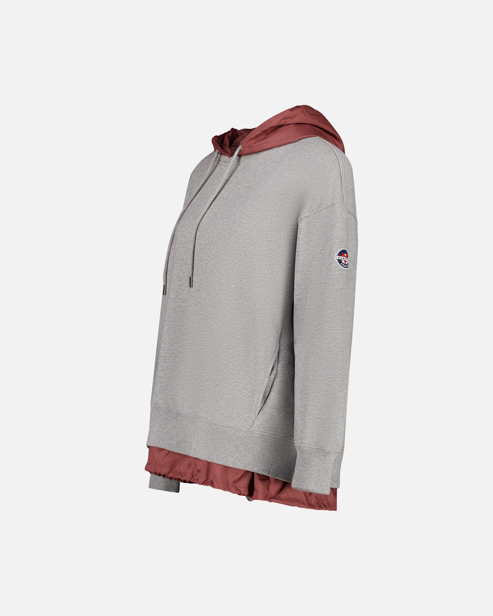 WOMEN'S GREY/PINK NYLON HOOD SWEATSHIRT