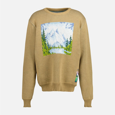 PULL PAYSAGE EN MAILLE INTARSIA