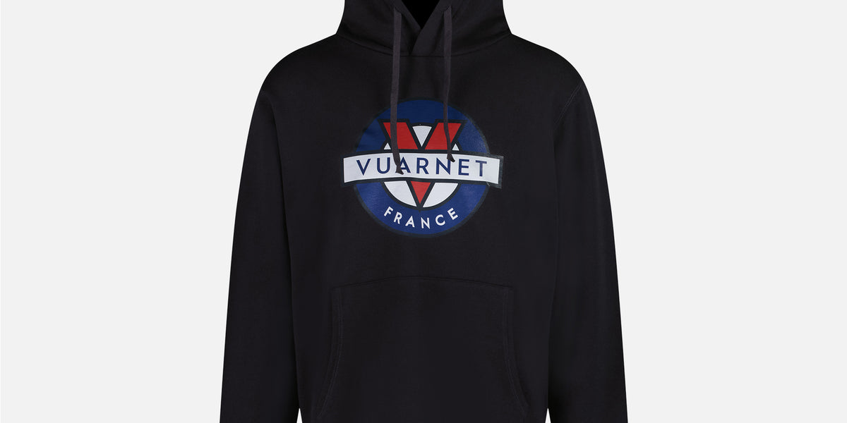 Vuarnet Black Vuarnet Logo Hoodie in organic cotton for Men