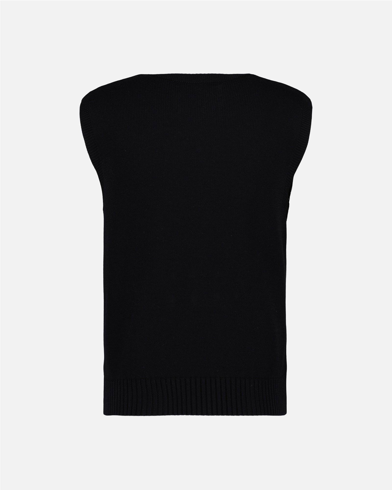 KNITTED SLEEVELESS CARDIGAN